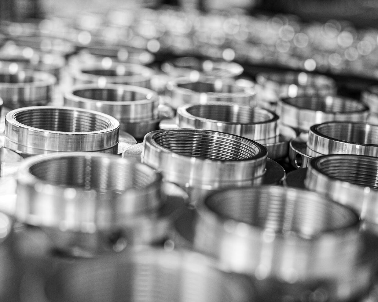Business Marketing Commercial product photography black and white image aluminum parts by Tampa Sidney Oster Photography
